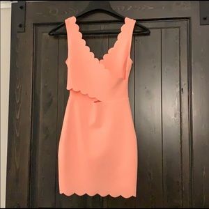 Pink Lily Pink Scalloped Dress